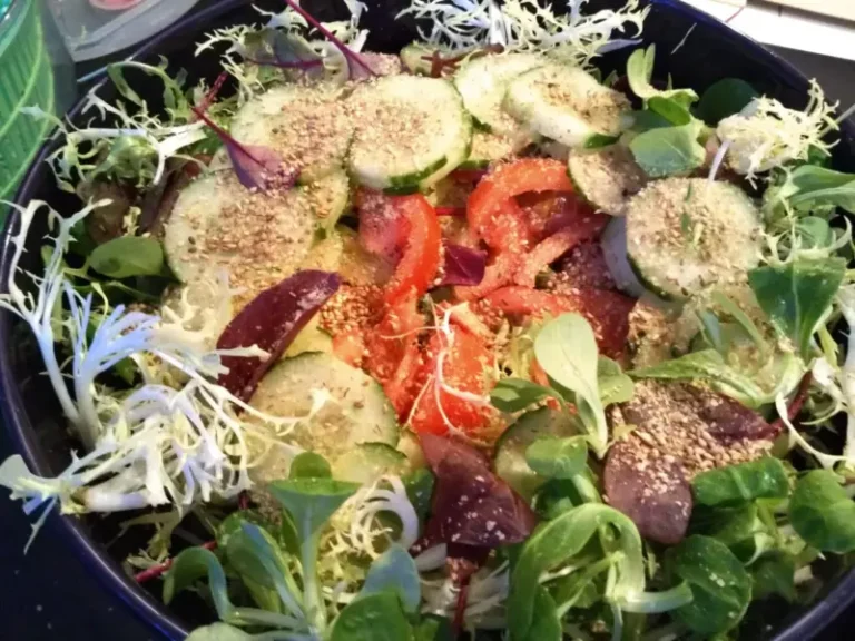 Salade fraîche aux concombres, tomates et graines